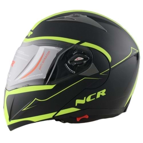 Kask Ncr-158 Çene Açılır Gözlüklü E-Ce Belgeli-Sarı Grafik
