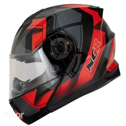 Kask Çene Açılır Visorlü 162 Ece Belgeli-Parlak Kırmızı Grafik