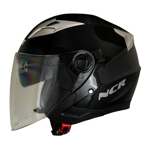 Kask Çenesiz Vizörlü 708 Ece Belgeli-Parlak Siyah