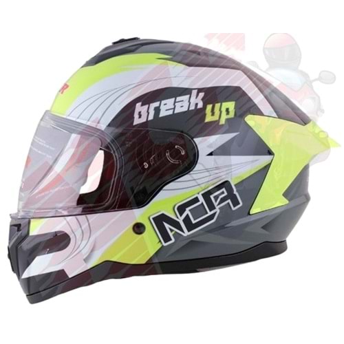 Kask Kapalı M70 Ece Sertifikalı- Sarı Grafik