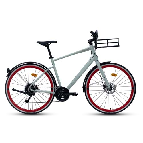 Carraro Commuter 28 Jant 18V Hd Çimento Grisi Kırmızı Şehir Bisikleti