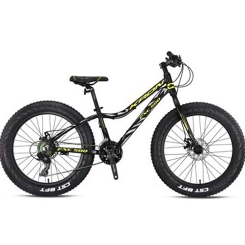 Kron Fxc 500 26J Mtb K:17 21V M.D Mat Siyah Sarı Gri Fat Bike