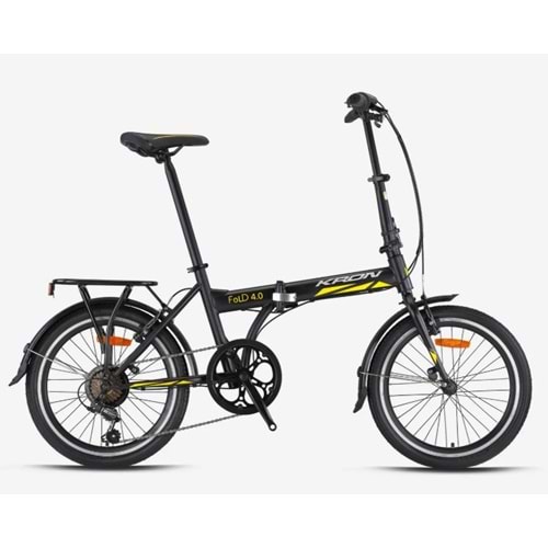 Kron Fold 4.0 20 Jant 7V V.B Mat Siyah Sarı Gri Katlanır Bisiklet